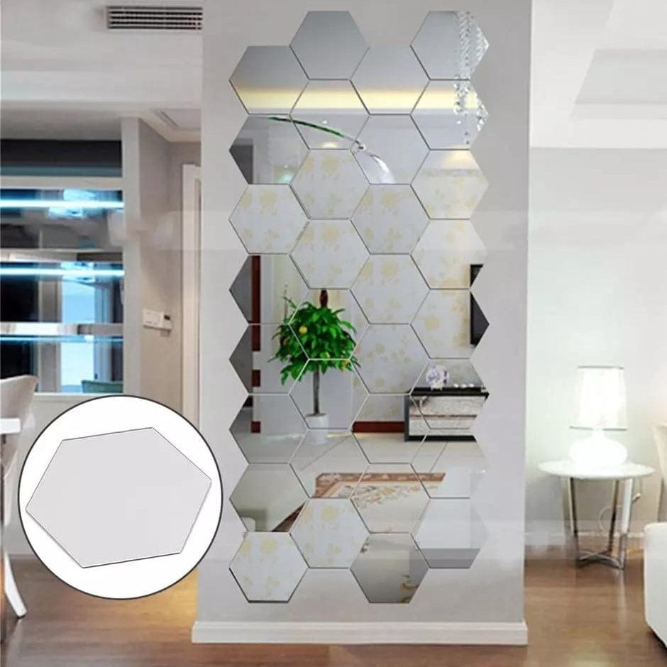 Acrylic Hexagon Wall Decor Mirror (Silver) – Elegant Home Décor by Malik Neon