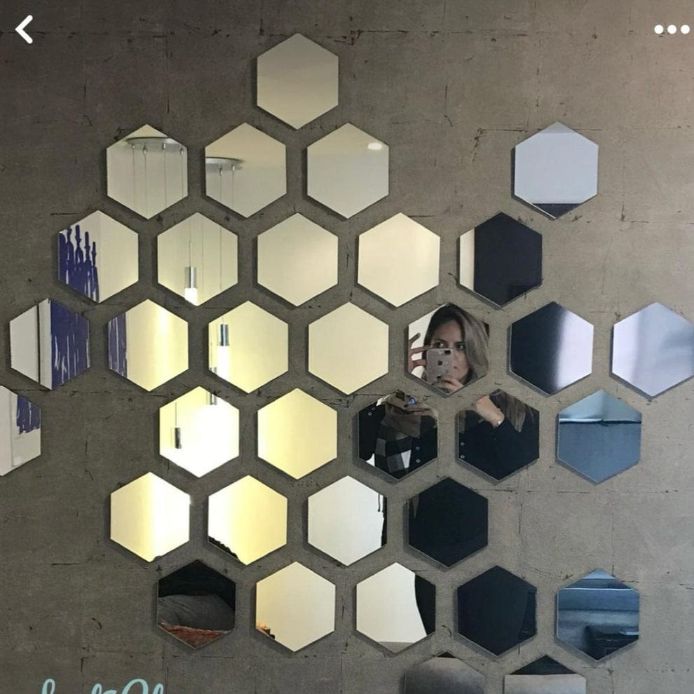 Acrylic Hexagon Wall Decor Mirror (Silver) – Elegant Home Décor by Malik Neon