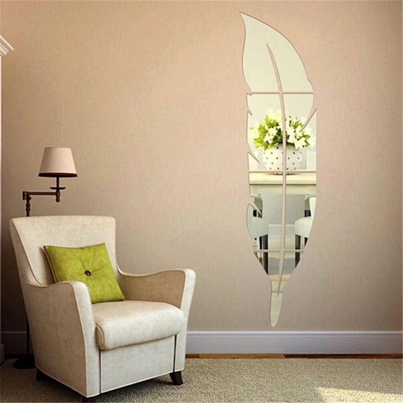 Silver Acrylic Leaf Mirror – Premium Wall Décor by Malik Neon
