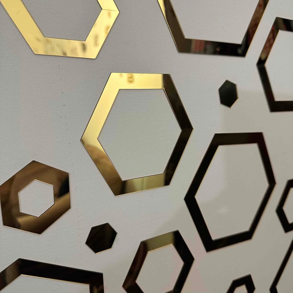 Acrylic Self Adhesive Wall Decor Mirrors – Hexa Rings by Malik Neon
