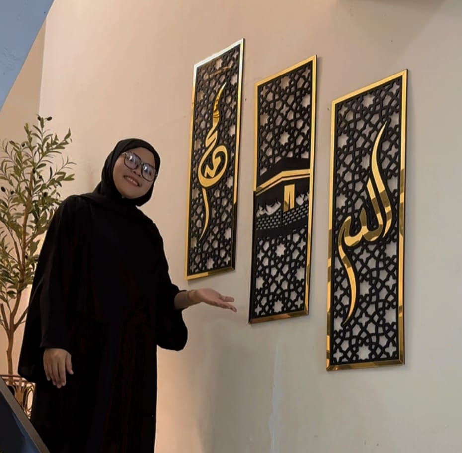 Set of 3 Islamic Wall Sceneries – Allah, Muhammad (SAW), and Kaaba Frame by Malik Neon